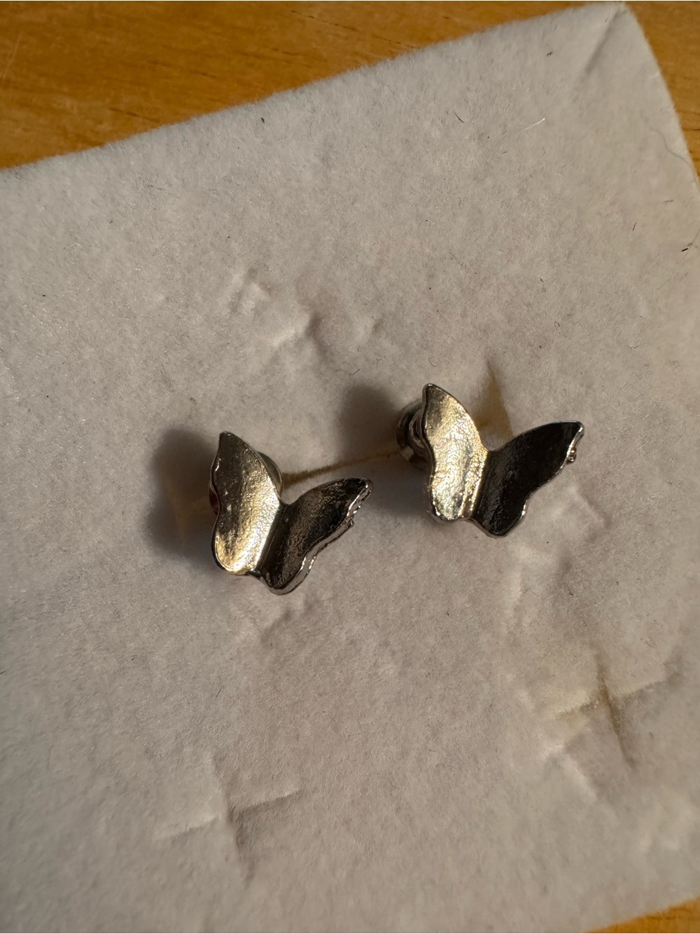 Dainty Silver Tone Butterfly Earrings